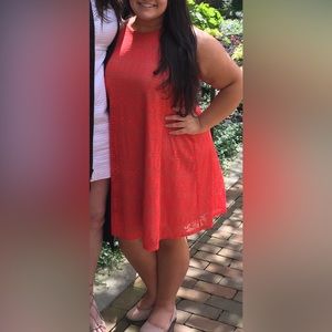 1X Maitai Orange Lace Shift Dress